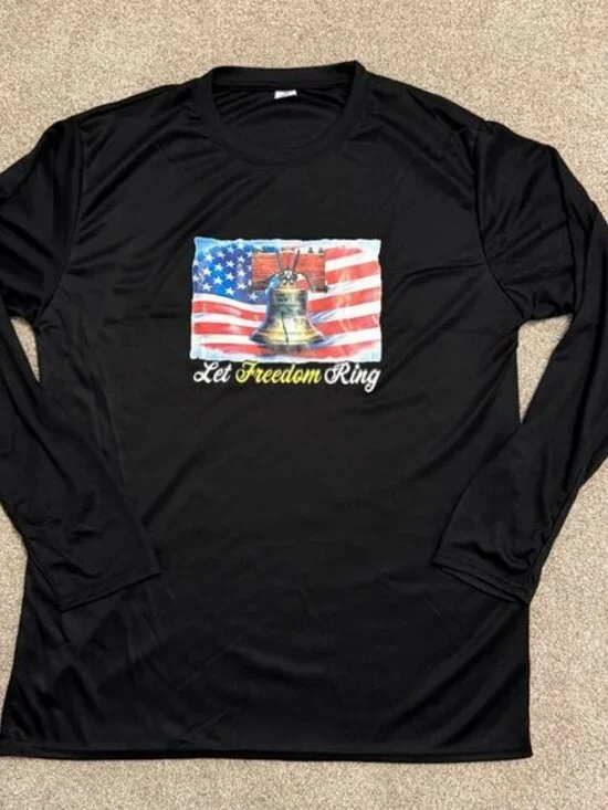 NWOT Long Sleeve Black "Let Freedom Ring" T-Shirt Men's Large - Picture 5 of 5